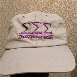 Sigma Sigma Sigma gray hat with purple letters